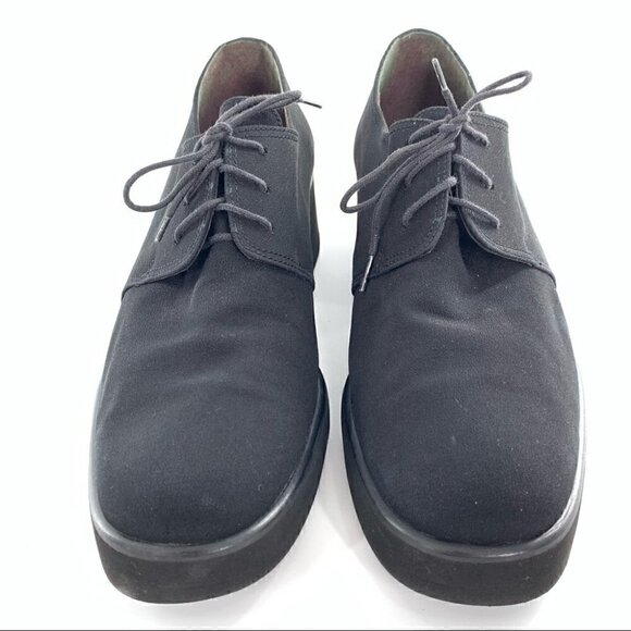 Stuart Weitzman flats size 9.5 black Oxfords chunky vintage 90s Academia - Picture 4 of 12